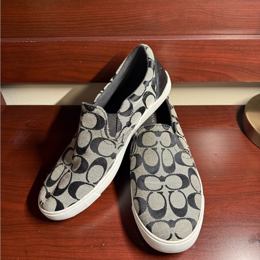 Coach Black and Gray Slip-On Sneakers